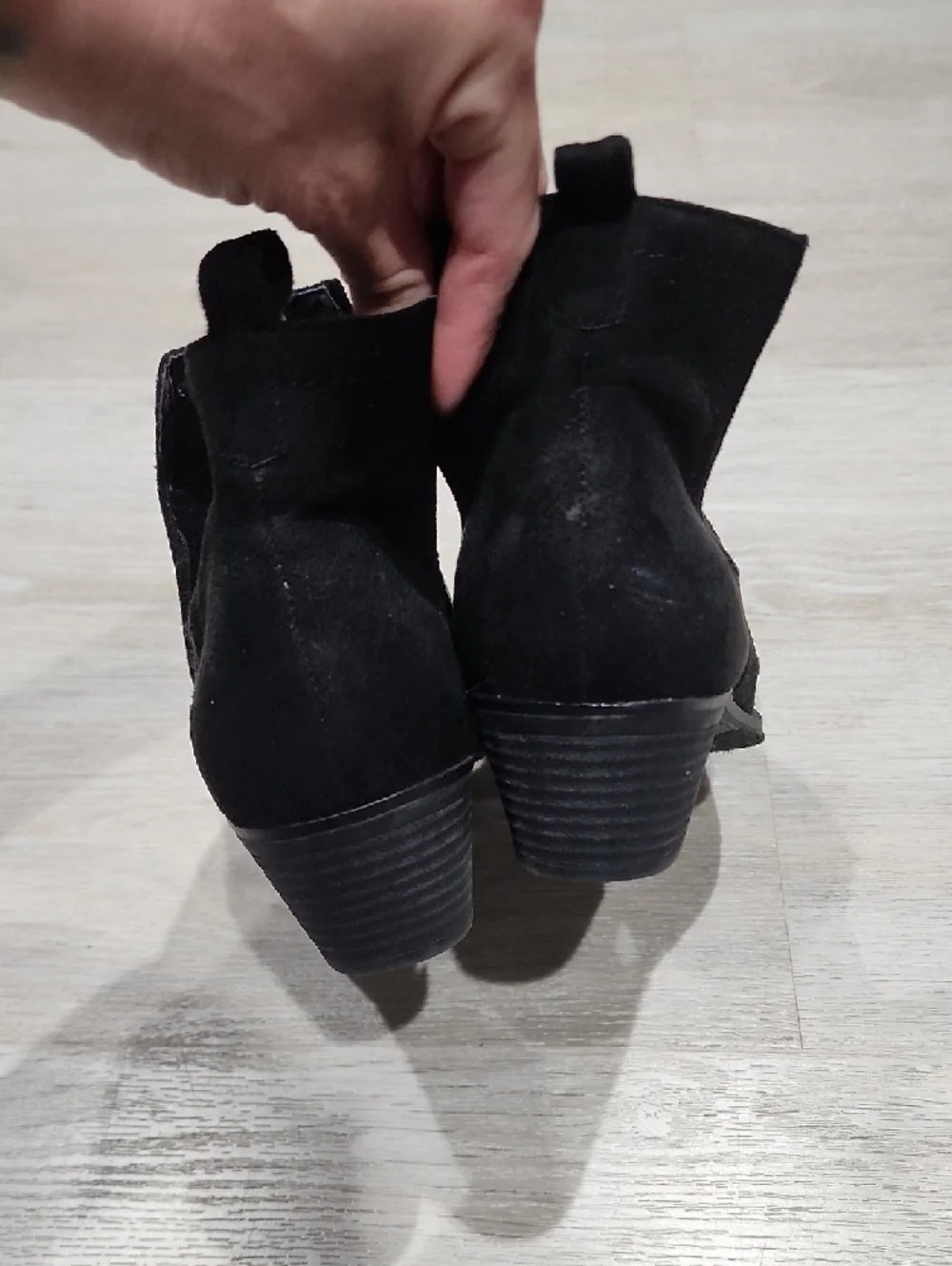 Olivia Miller Black Suede Ankle Booties with Pink & Silver Floral Embroidery 10 - Picture 7 of 8